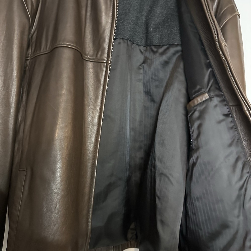 London Fog Brown Leather Zip-Front Jacket - Picture 7 of 8